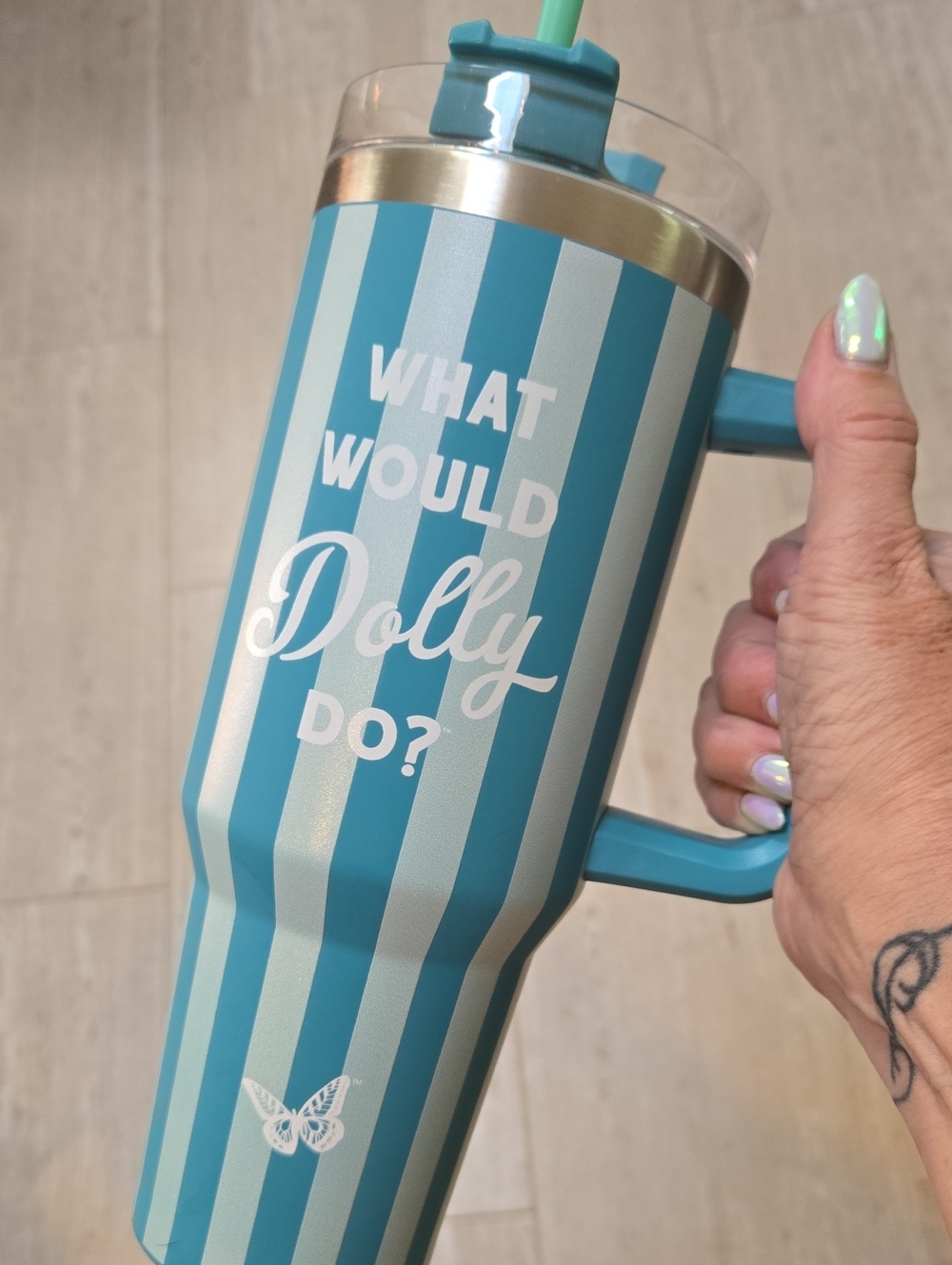 New Dolly Parton Tribute Travel Tumbler with Handle
